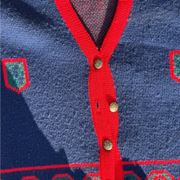 Pendleton Cardigan Women’s 2XL vintage Wool Knit Blue Red Geometric USA Made - Picture 5 of 7